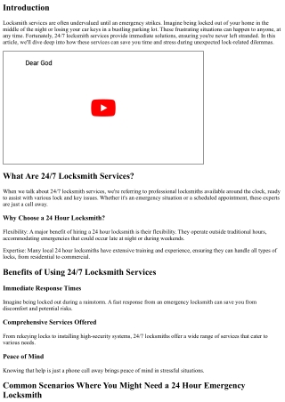 24/7 Locksmith Services: How They Can Save You Time and Stress
