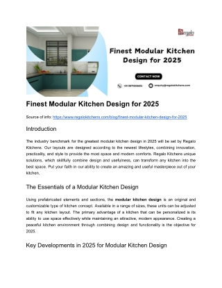 Finest Modular Kitchen Design for 2025