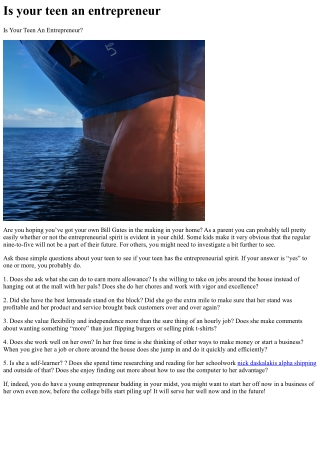 Is your teen an entrepreneur