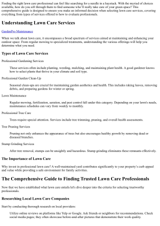 “The Comprehensive Guide to Finding Trusted Lawn Care Professionals”