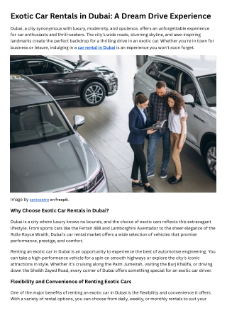 Exotic Car Rentals in Dubai A Dream Drive Experience