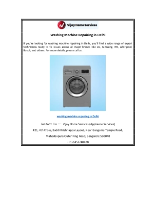 Washing Machine Repairing in Delhi