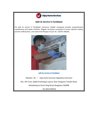 Split Ac Service in Faridabad