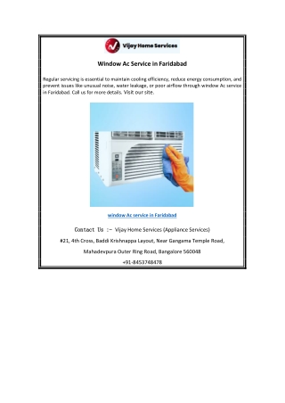 Window Ac Service in Faridabad