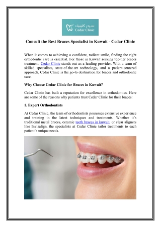 Consult the Best Braces Specialist in Kuwait - Cedar Clinic