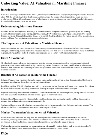 Unlocking Value AI Valuation in Maritime Finance
