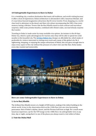 10 Unforgettable Experiences to Have in Dubai