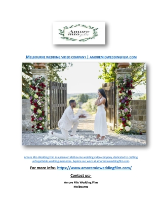 Melbourne wedding video company | amoremioweddingfilm.com