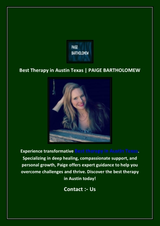 Best Therapy in Austin Texas | PAIGE BARTHOLOMEW