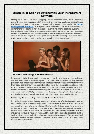 Streamlining Salon Operations with Salon Management Software