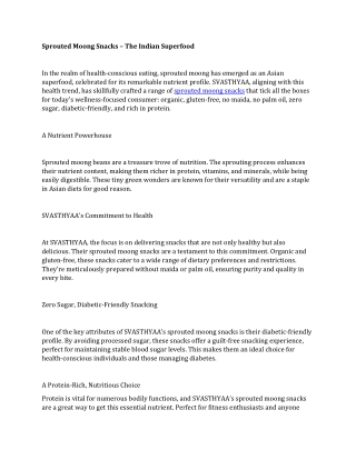 Sprouted Moong Snacks – The Indian Superfood