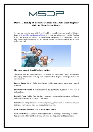 Book Your Dental Checkup at Mainstreet Dental Bacchus Marsh