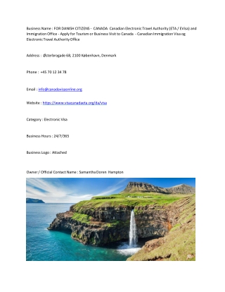 FOR DANISH CITIZENS -  CANADA  Canadian Electronic Travel Authority (ETA / EVisa