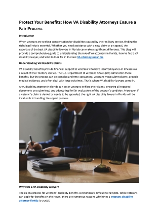 Protect Your Benefits: How VA Disability Attorneys Ensure a Fair Process