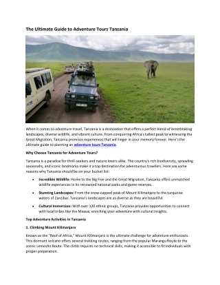 Adventure Tours in Tanzania