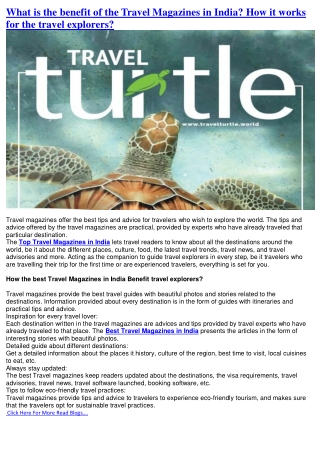 What is the benefit of the Travel Magazines in India