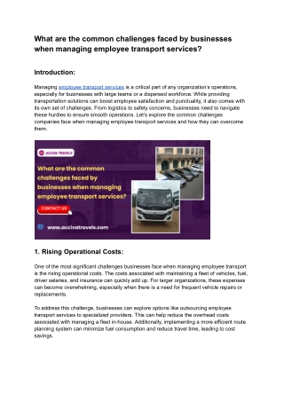 What are the common challenges faced by businesses when managing employee transport services