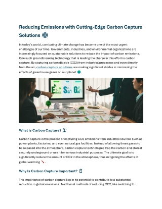Reducing Emissions with Cutting-Edge Carbon Capture Solutions