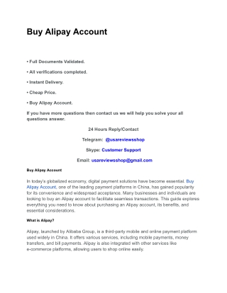 Buy Alipay Account