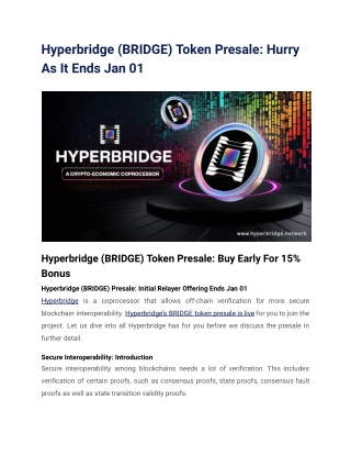 Hyperbridge (BRIDGE) Token Presale_ Hurry As It Ends Jan 01