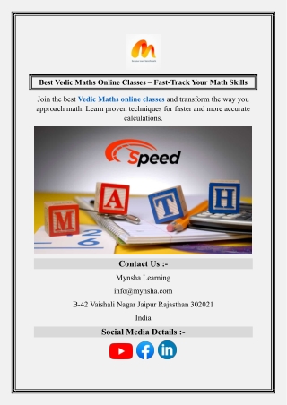 Best Vedic Maths Online Classes  Fast-Track Your Math Skills