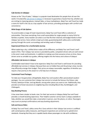 Cab Service in Udaipur