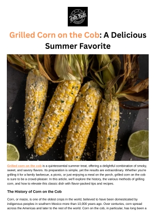 Grilled Corn on the Cob - A Delicious Summer Favorite