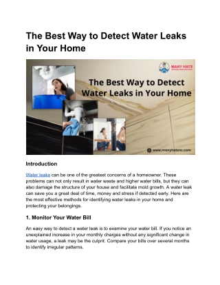 The Best Way to Detect Water Leaks in Your Home