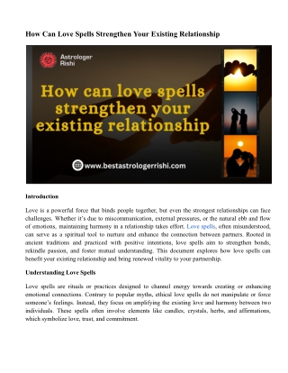 How Can Love Spells Strengthen Your Existing Relationship