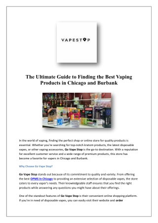 Order Disposables Online In Burbank | Vape Stop