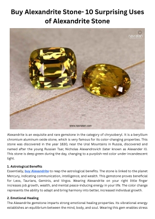 Buy Alexandrite Stone- 10 Surprising Uses of Alexandrite Stone