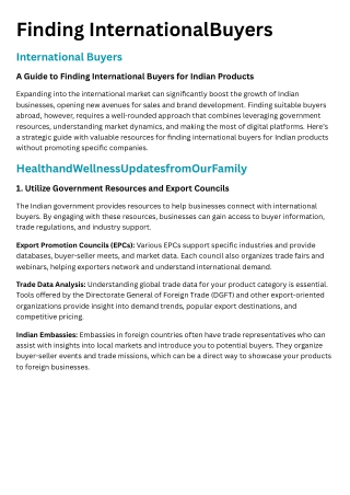 Finding InternationalBuyers