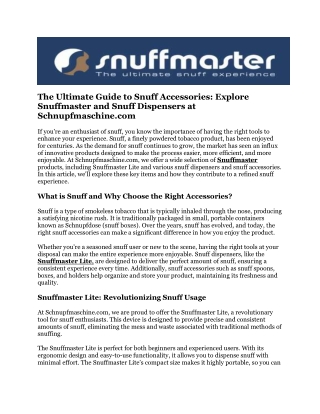 Snuffmaster Lite