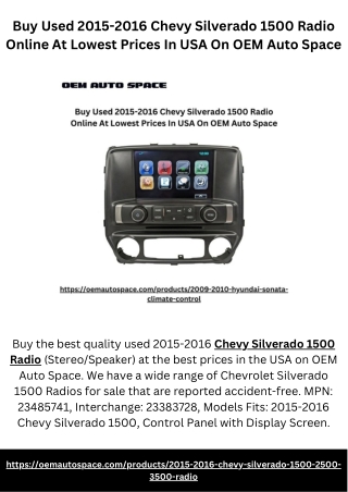 Buy Used 2015-2016 Chevy Silverado 1500 Radio Online At Lowest Prices In USA On OEM Auto Space