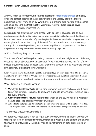 Savor the Flavor Discover McDonald’s Wraps of the Day
