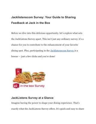 JackListens.Com – Jack Listens Survey - Win A Jumbo Jack