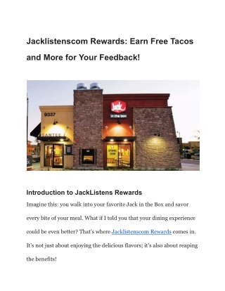 JackListens.Com – Jack Listens Survey - Win A Jumbo Jack