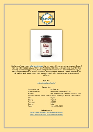 Buy Pure Wild Forest Honey Online | Madhurash