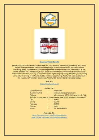 Rosewood Honey Benefits – Discover the Natural Goodness | Madhurash