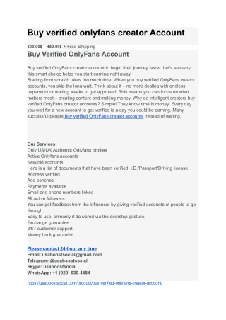 Buy verified onlyfans creator Account