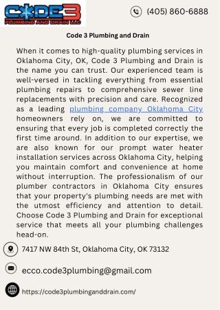Code 3 Plumbing and Drain