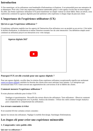 Créer une expérience utilisateur mémorable grâce à votre agence