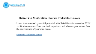 Online Vlsi Verification Courses Takshila-vlsi.com