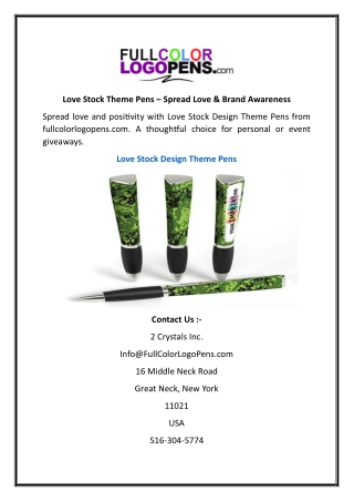 Love Stock Theme Pens  Spread Love & Brand Awareness
