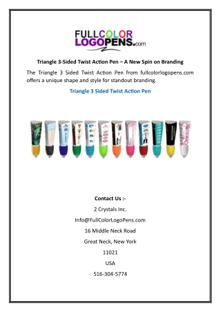 Triangle 3-Sided Twist Action Pen  A New Spin on Branding