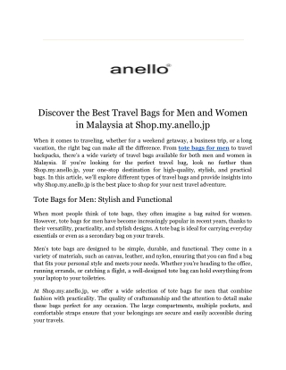 Backpacks Malaysia - Diverse Handbags and ... - anello