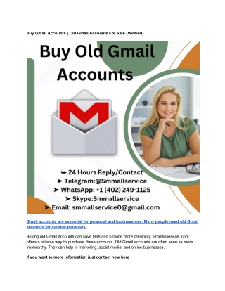Buy Gmail Accounts _ Old Gmail Accounts For Sale {Verified}