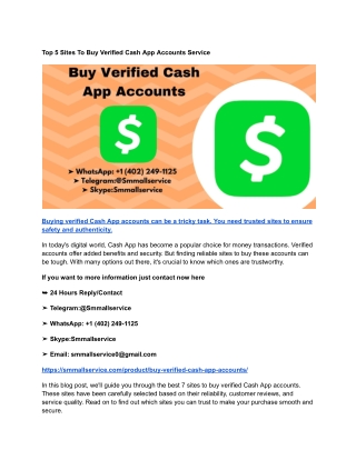 Top 5 Sites To Buy Verified Cash App Accounts Service