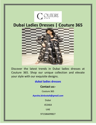 Dubai Ladies Dresses  Couture 365