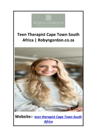 Teen Therapist Cape Town South Africa  Robyngordon.co.za